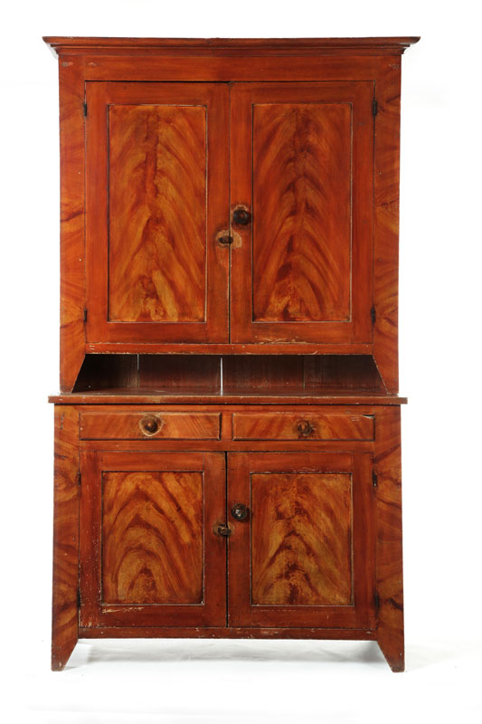 DECORATED STEP-BACK CUPBOARD.  Ohio