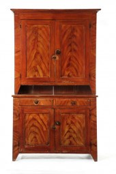 DECORATED STEP-BACK CUPBOARD.