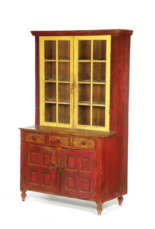 DECORATED STEPBACK CUPBOARD. 