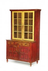DECORATED STEPBACK CUPBOARD.