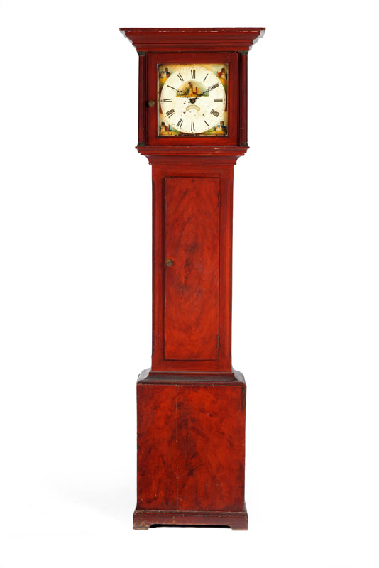 DECORATED TALL CASE CLOCK. 