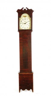 DECORATED TALL CASE CLOCK.  Si