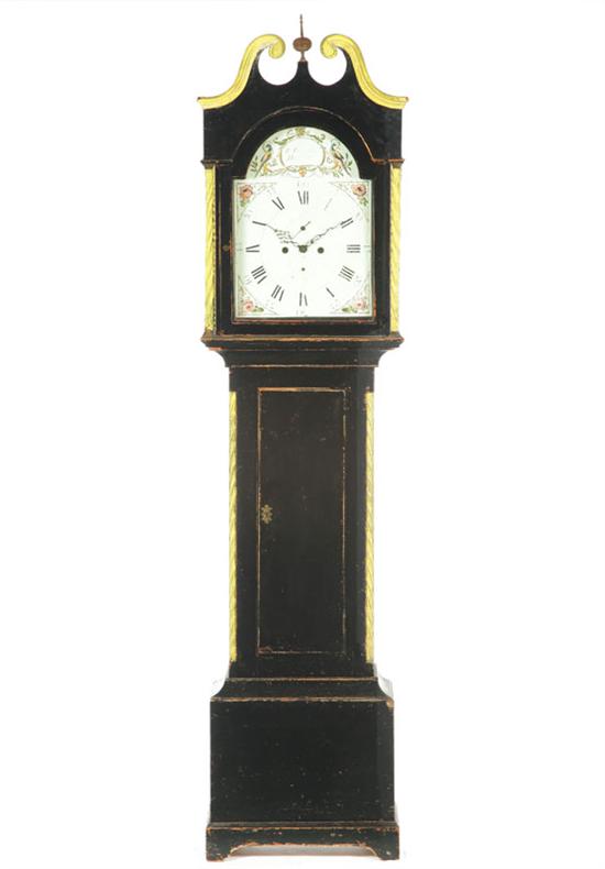 DECORATED TALL CASE CLOCK.  William