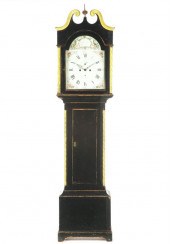 DECORATED TALL CASE CLOCK.  Wi