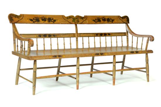 DECORATED WINDSOR SETTEE.  American