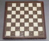 DECORATED WOOD CHESS SET WITH