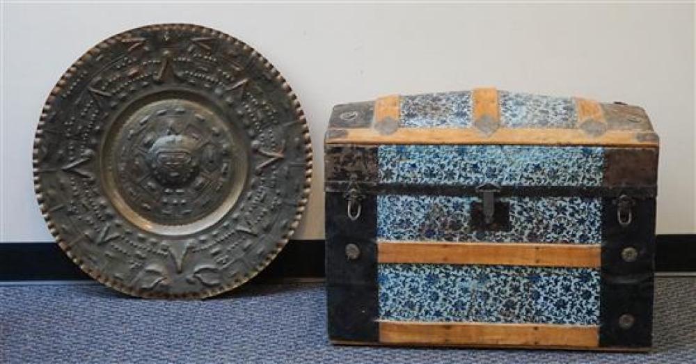DECORATED WOOD DOME TOP TRUNK AND A