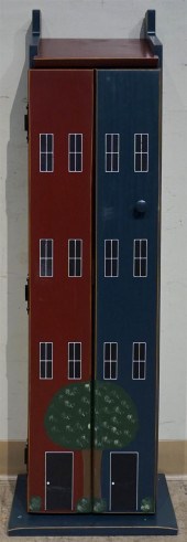 DECORATED WOOD NARROW CABINET,