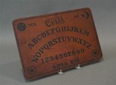 DECORATED WOOD OUIJA BOARD, MA