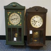 DECORATED WOOD WALL CLOCK AND