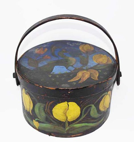 DECORATED WOODEN FIRKIN WITH
