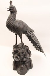 DECORATIVE BRONZE OF A PEACOCK