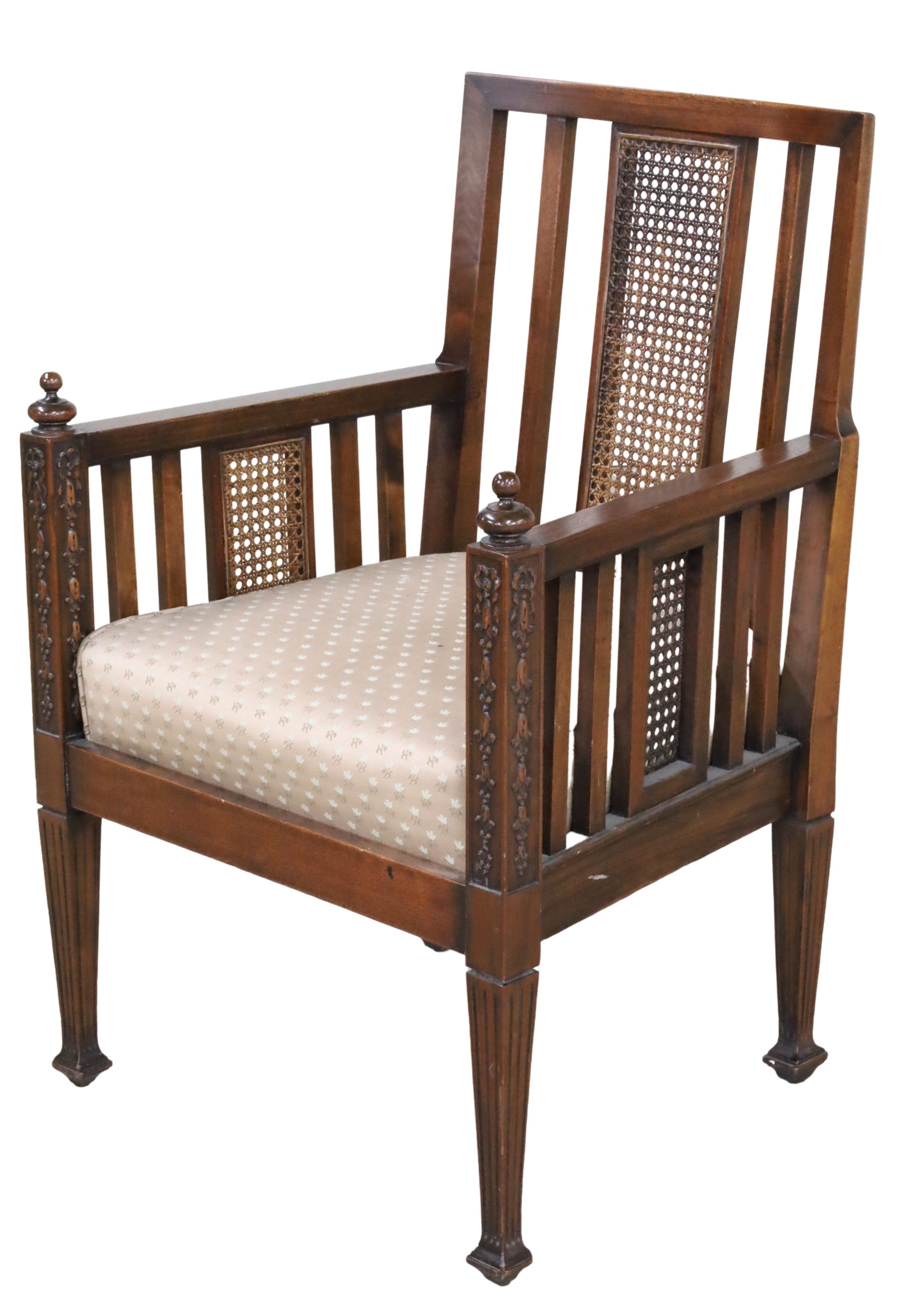 DECORATIVE ENGLISH MAHOGANY ARM