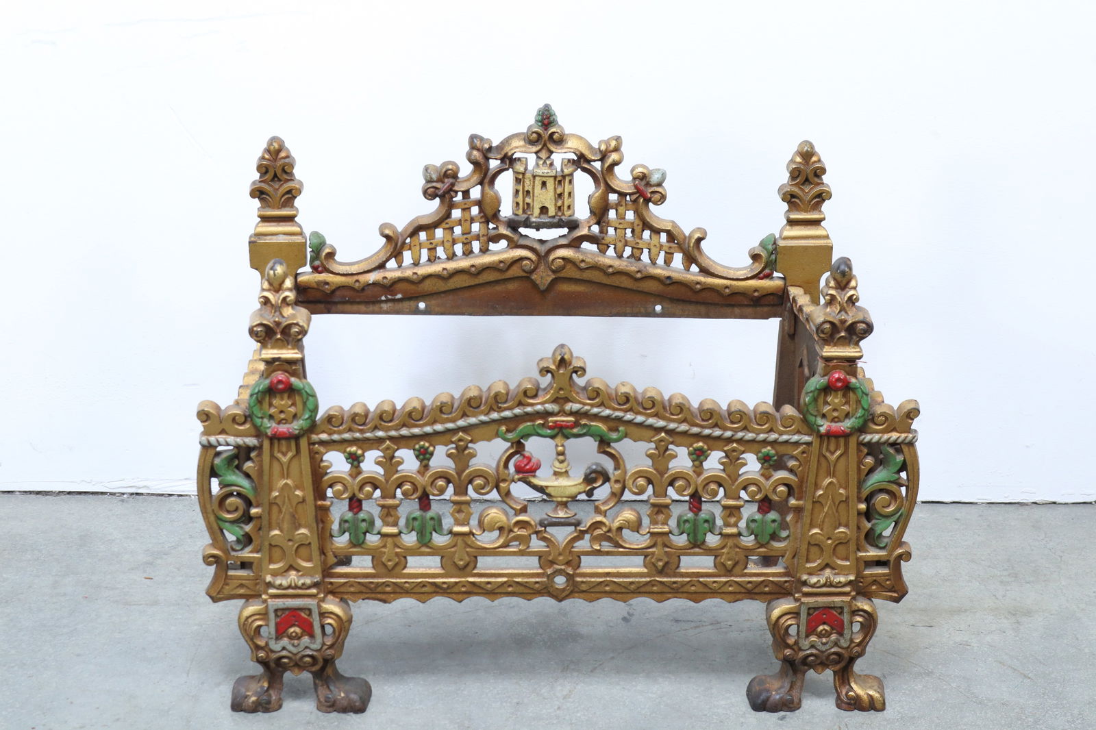 DECORATIVE FIREPLACE GRATE, PAINTED