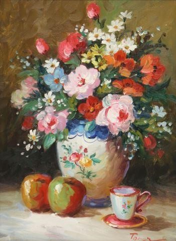 DECORATIVE FRAMED FLORAL STILL LIFE