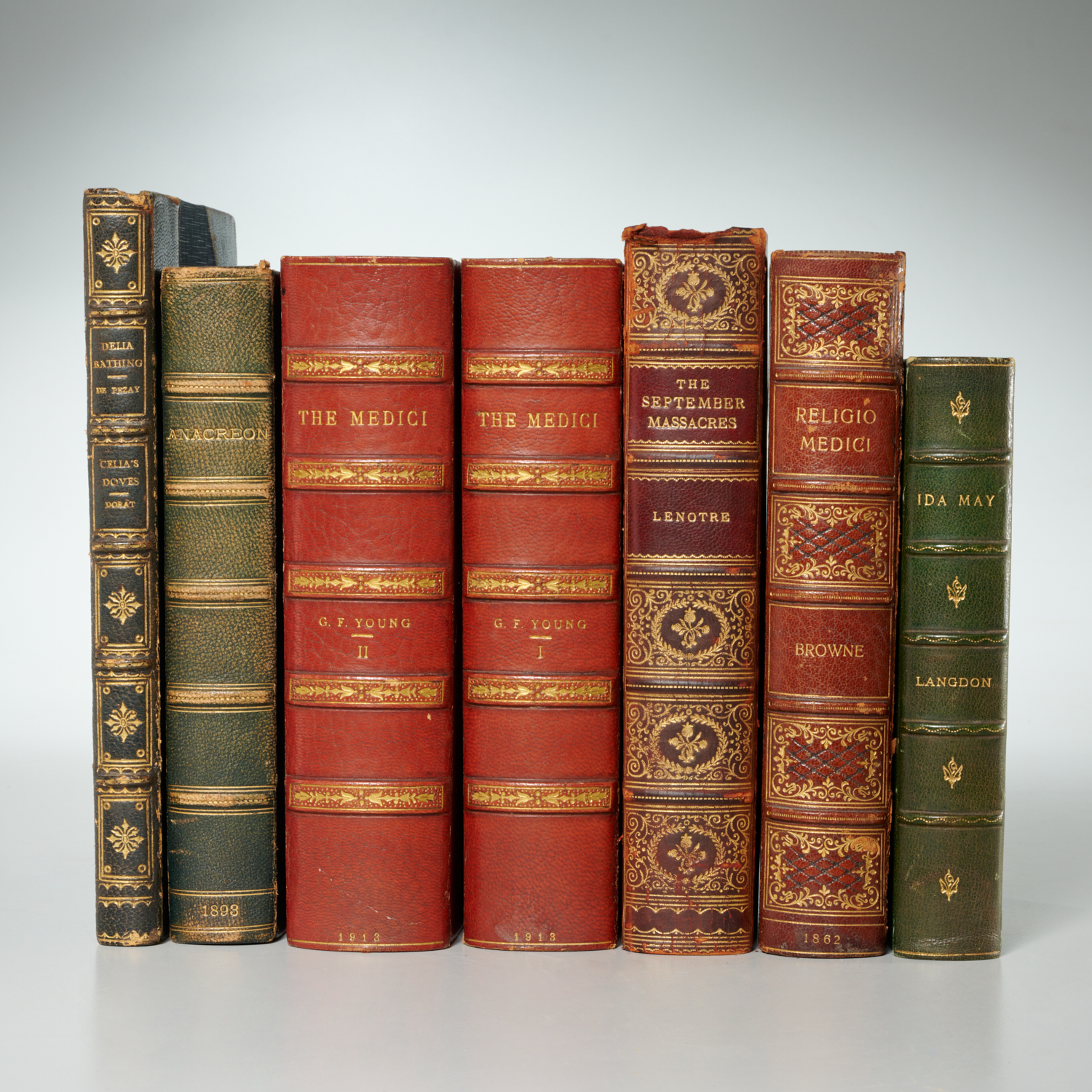 DECORATIVE LEATHER BINDINGS, (7)