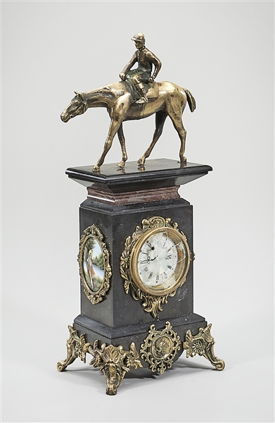 Decorative mantel clock; metal