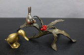 DECORATIVE METAL ART DUCK AND