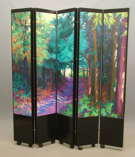 Decorative painted 5 part folding