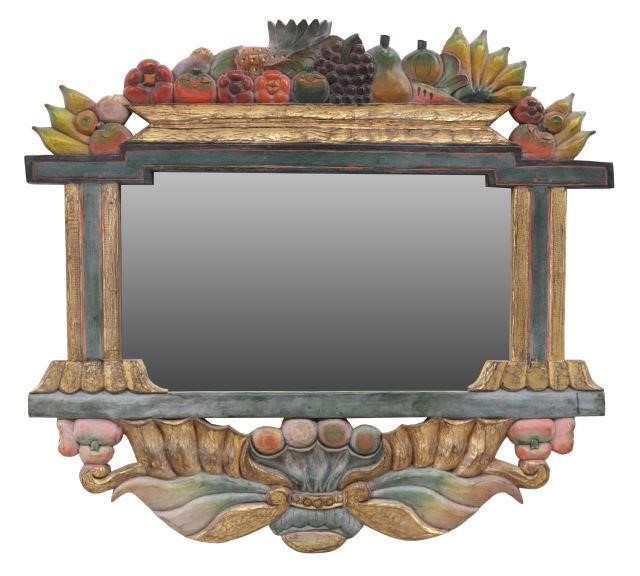DECORATIVE PARCEL GILT WALL MIRROR,