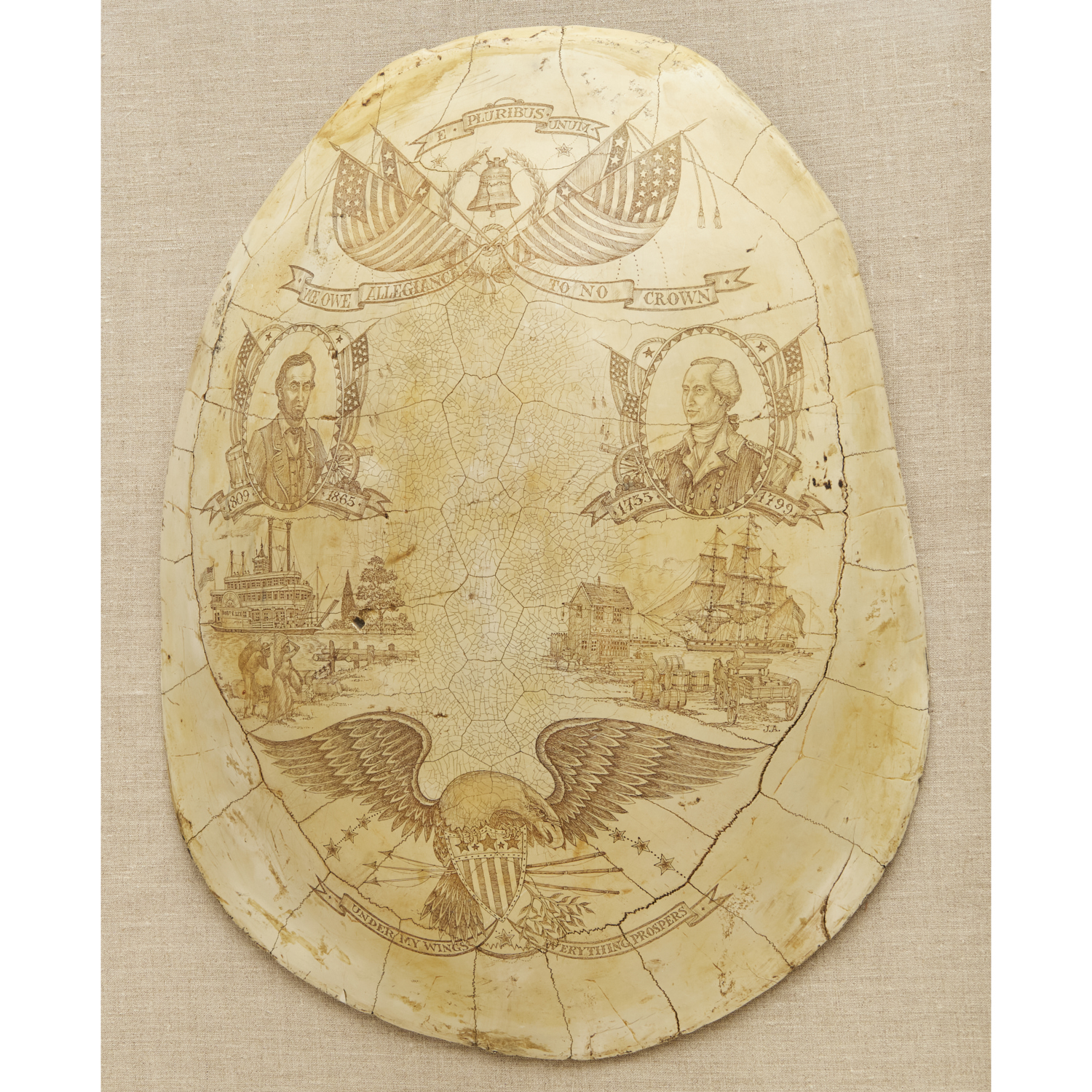 DECORATIVE SCRIMSHAW STYLE TURTLE