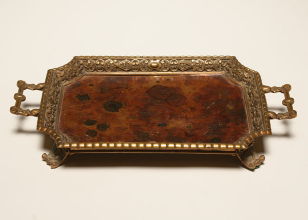 Decorative Victorian bronze tray,