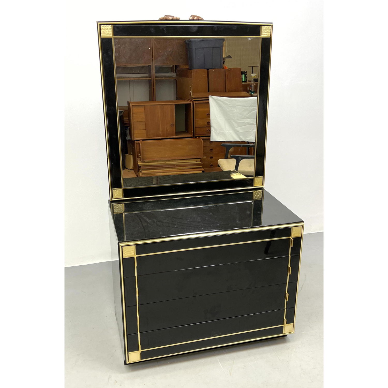 Decorator Brass and Black Lacquer
