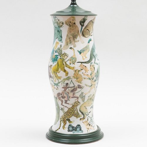 DECOUPAGED TABLE LAMP18 1/4 x 6 1/4