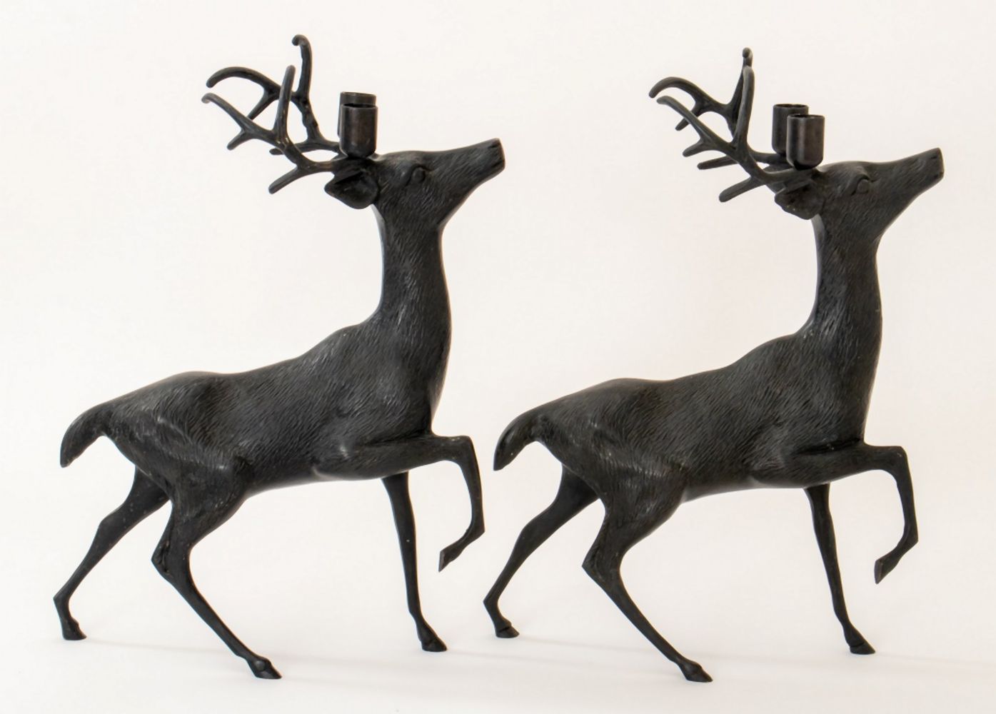 DEER PATINATED METAL SCULPTURE /