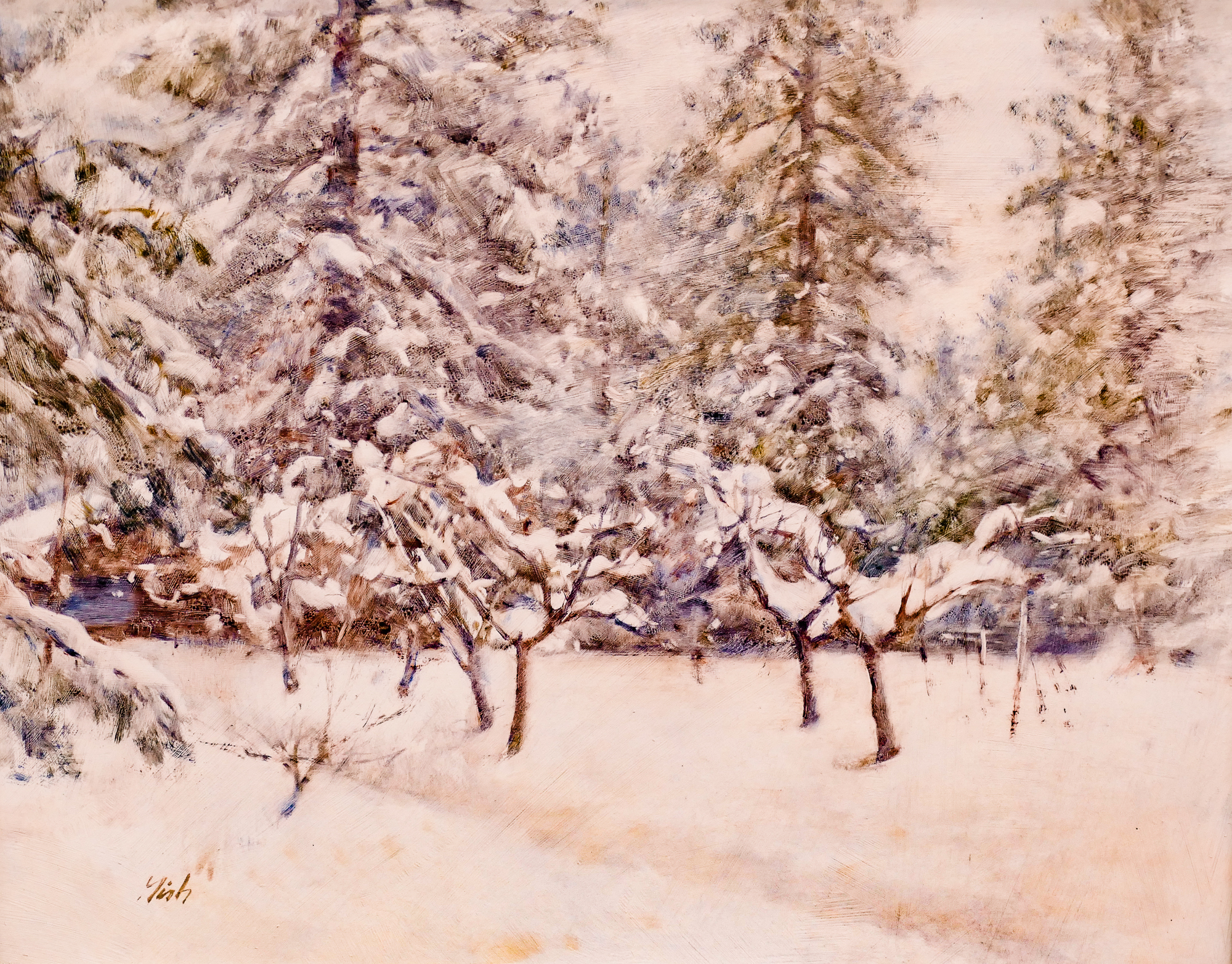 Del Gish Winter Landscape Oil