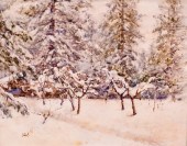 Del Gish Winter Landscape Oil