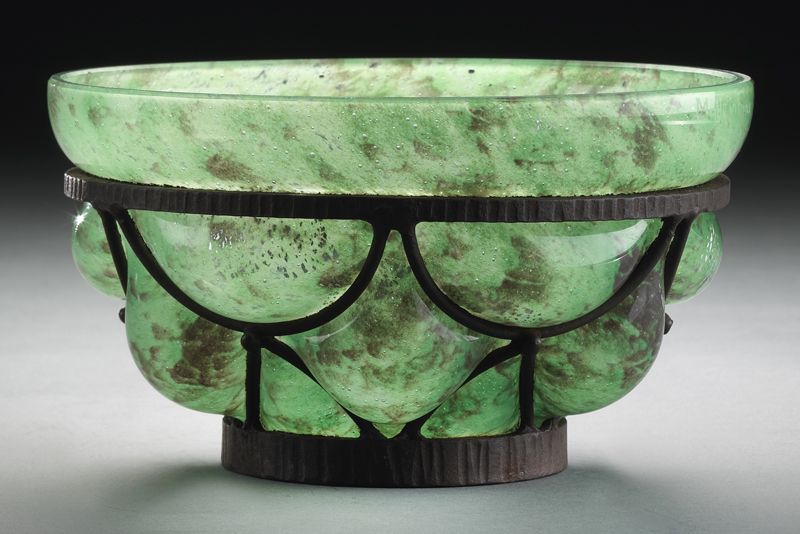 Delatte Nancy green glass vase