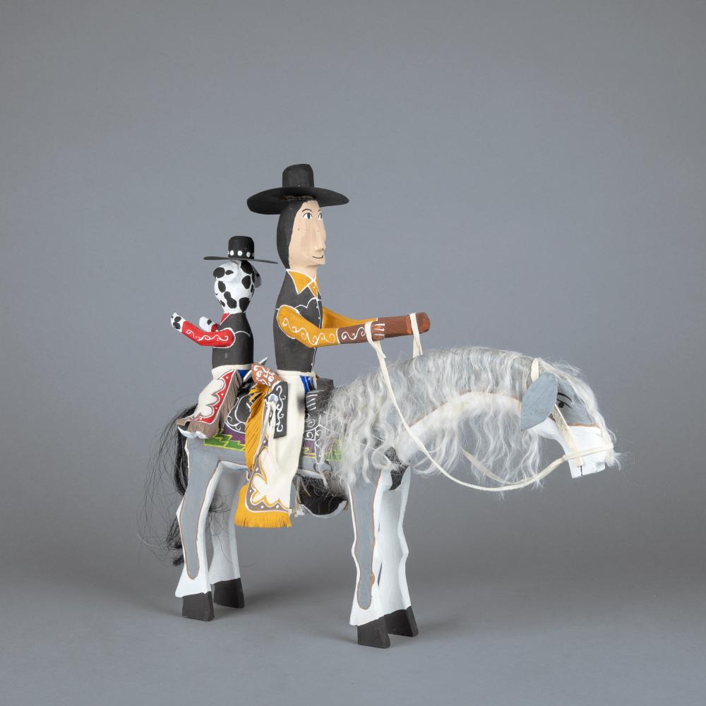 DELBERT BUCK, RIDER AND DOG ON