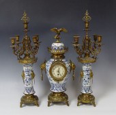 DELFT 3 PIECE CLOCK GARNITURE