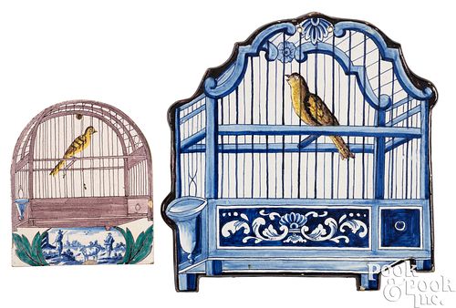 DELFT BIRDCAGE PLAQUE AND TILE,