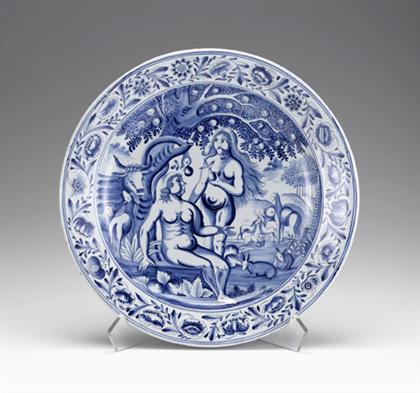 Delft blue and white Adam and Eve