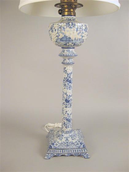 Delft blue and white oil lamp   