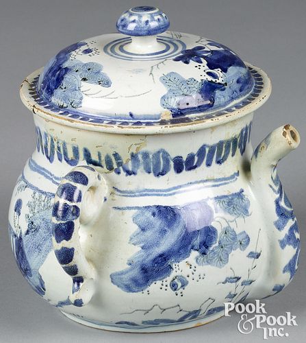 DELFT BLUE AND WHITE POSSET POT AND