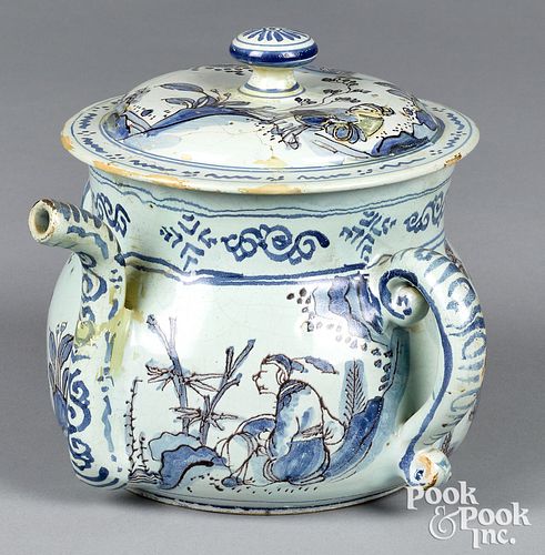 DELFT BLUE AND WHITE POSSET POT AND