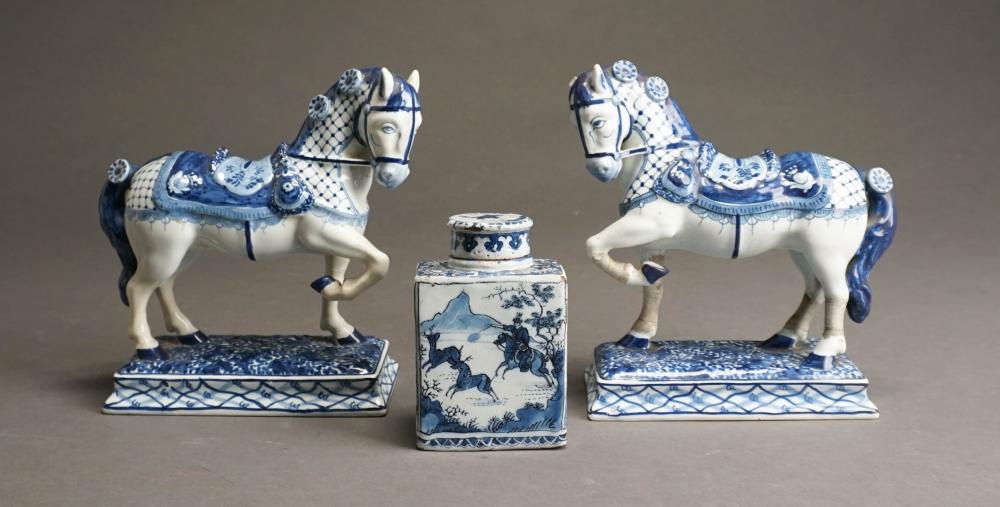 DELFT BLUE AND WHITE TEA CADDY,