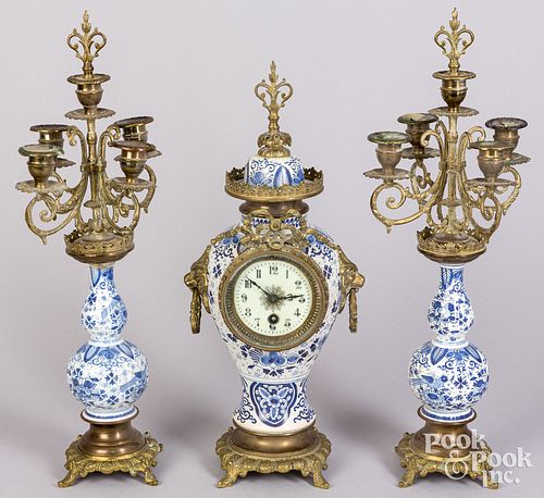 DELFT BRASS MOUNTED CLOCK