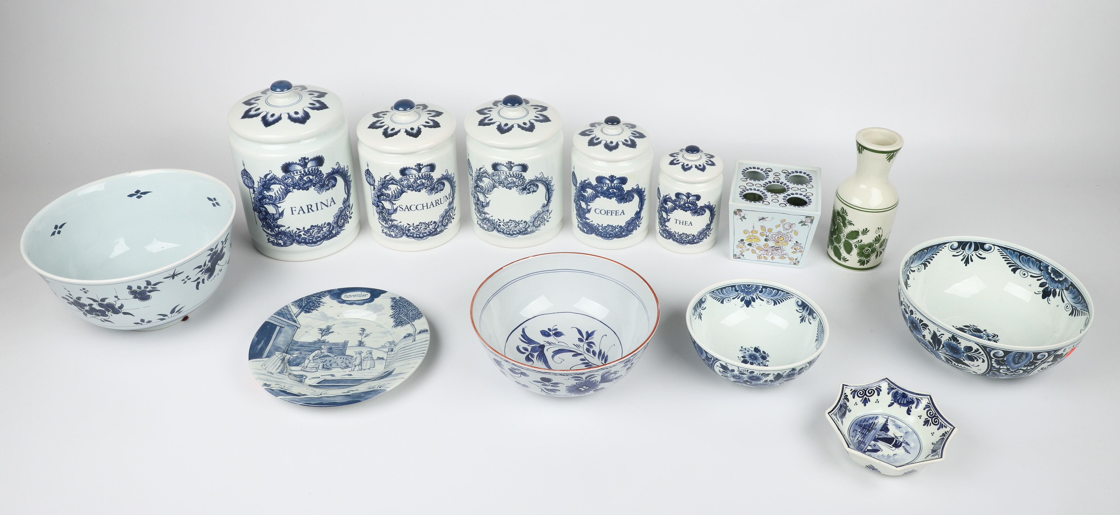 Delft Canister Set, Bowls and