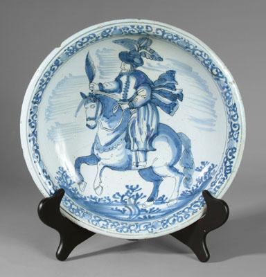 Delft equestrian bowl, figure