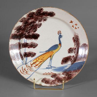 Delft peacock plate, standing