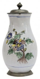 DELFT PEWTER-MOUNTED POLYCHROM