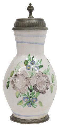 DELFT PEWTER-MOUNTED POLYCHROME