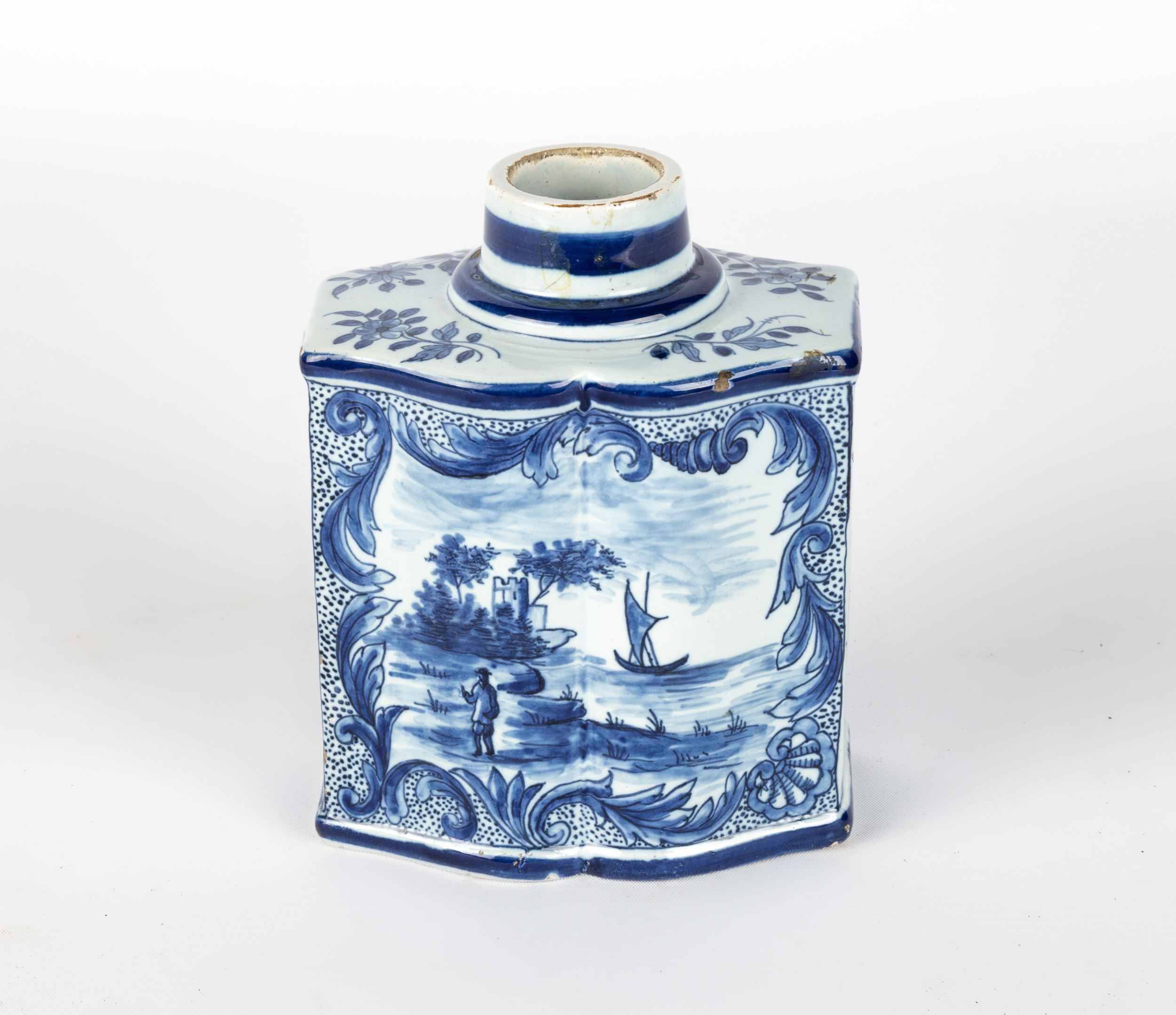 DELFT SCENIC TEA CADDY 18th