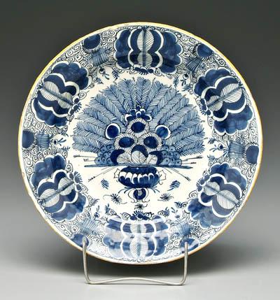 Delft shallow bowl, peacock pattern