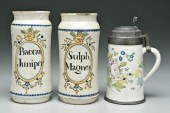 Delft stein, apothecary jars: