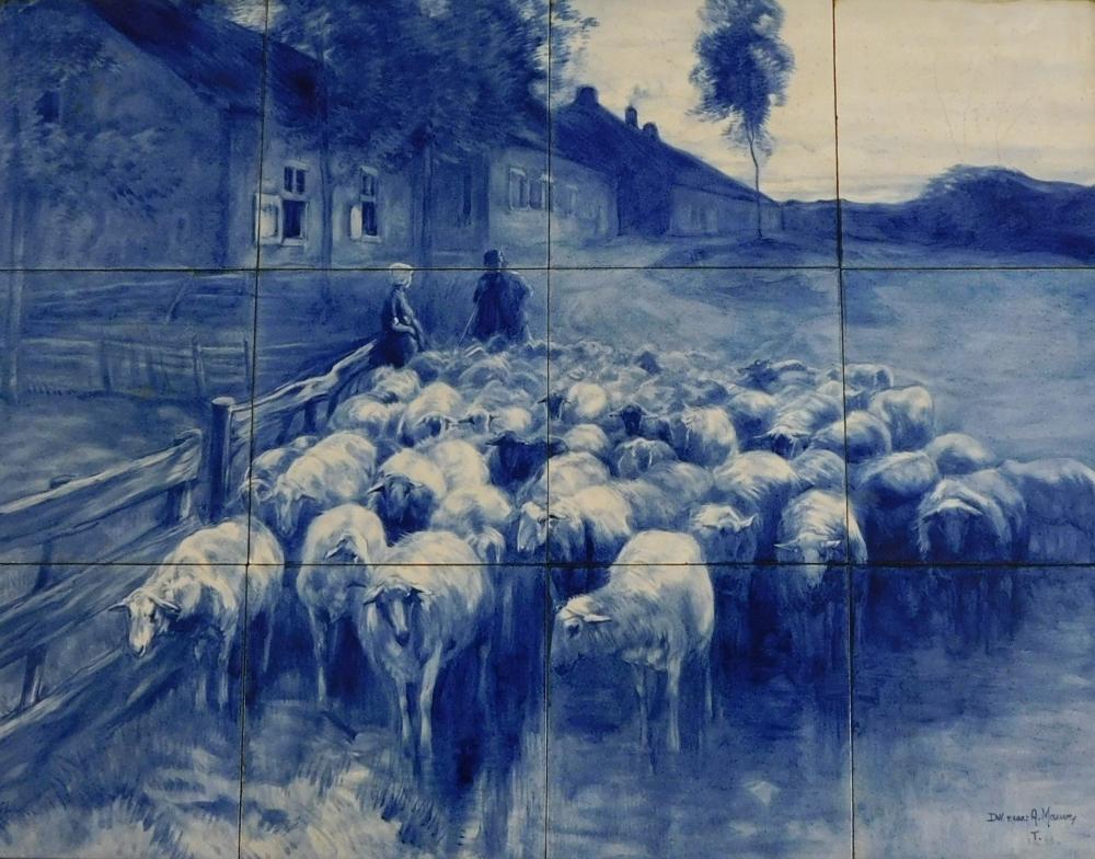 DELFT TILE LANDSCAPE, TWELVE 6 1/4"